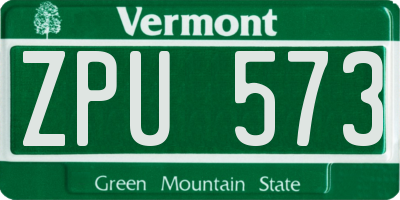 VT license plate ZPU573