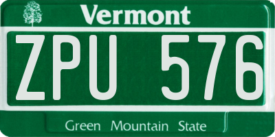 VT license plate ZPU576