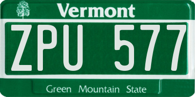 VT license plate ZPU577