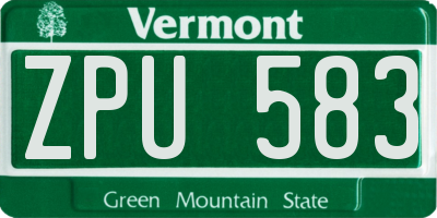 VT license plate ZPU583
