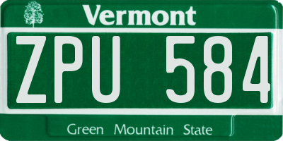 VT license plate ZPU584