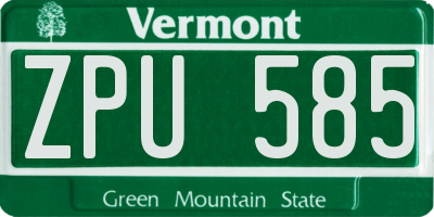 VT license plate ZPU585