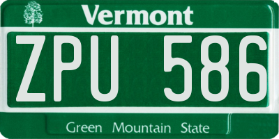 VT license plate ZPU586