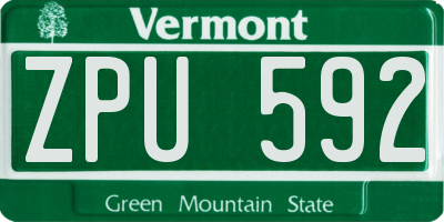 VT license plate ZPU592