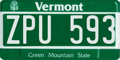 VT license plate ZPU593