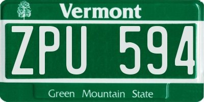 VT license plate ZPU594