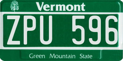 VT license plate ZPU596