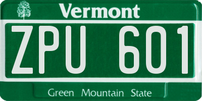 VT license plate ZPU601