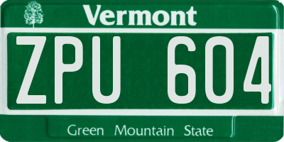 VT license plate ZPU604