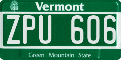 VT license plate ZPU606