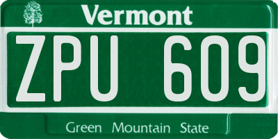 VT license plate ZPU609