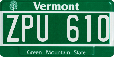 VT license plate ZPU610