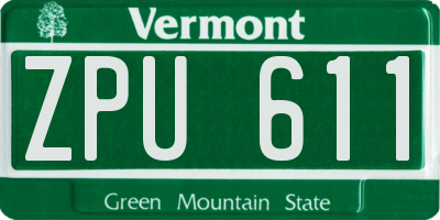 VT license plate ZPU611
