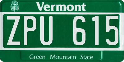 VT license plate ZPU615