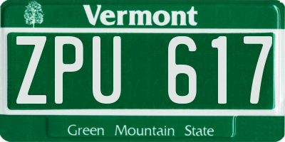VT license plate ZPU617
