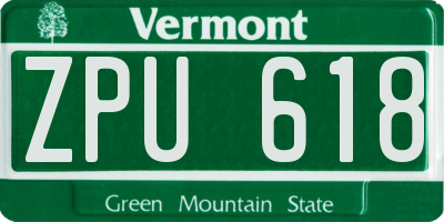 VT license plate ZPU618