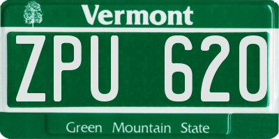 VT license plate ZPU620