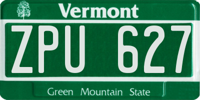 VT license plate ZPU627