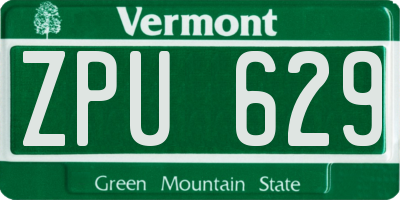 VT license plate ZPU629