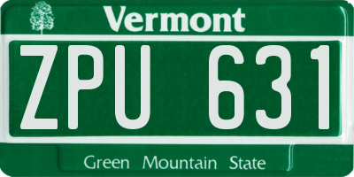 VT license plate ZPU631