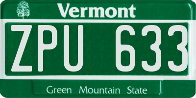 VT license plate ZPU633