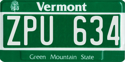 VT license plate ZPU634