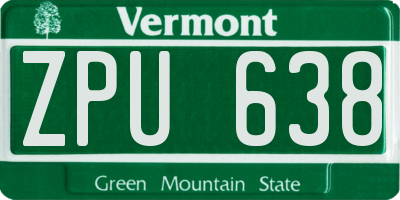 VT license plate ZPU638