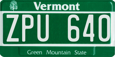 VT license plate ZPU640