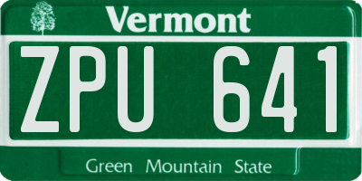 VT license plate ZPU641