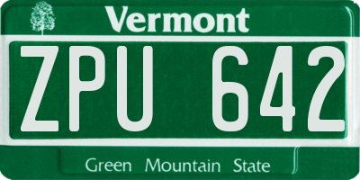 VT license plate ZPU642