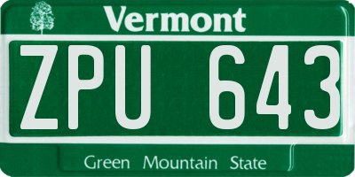 VT license plate ZPU643