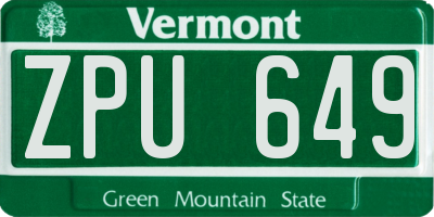 VT license plate ZPU649