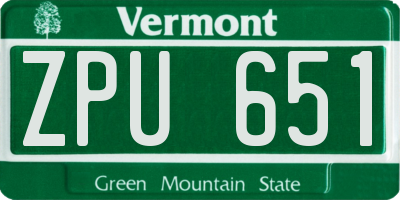 VT license plate ZPU651