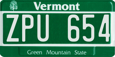 VT license plate ZPU654