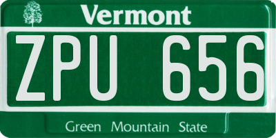 VT license plate ZPU656