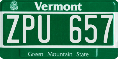 VT license plate ZPU657