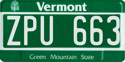 VT license plate ZPU663