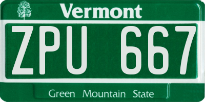 VT license plate ZPU667