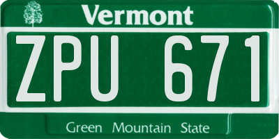 VT license plate ZPU671