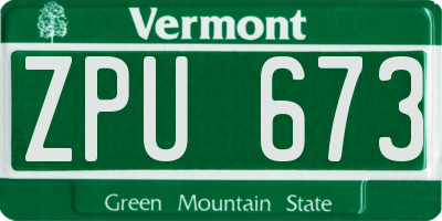 VT license plate ZPU673