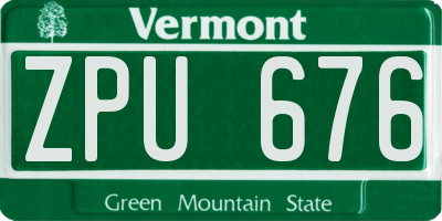 VT license plate ZPU676