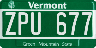 VT license plate ZPU677