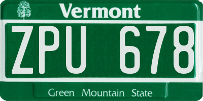 VT license plate ZPU678