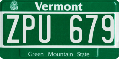VT license plate ZPU679