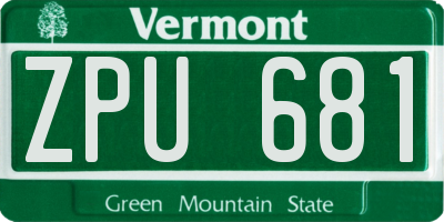 VT license plate ZPU681
