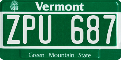 VT license plate ZPU687