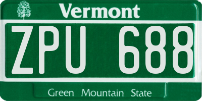 VT license plate ZPU688
