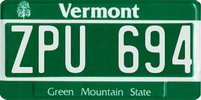 VT license plate ZPU694