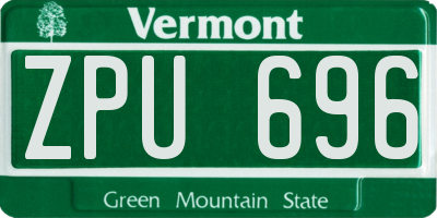 VT license plate ZPU696