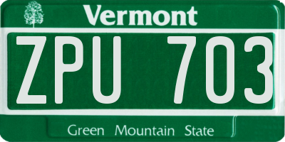 VT license plate ZPU703